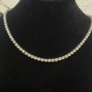 Elegant Silver Rhinestone Tennis Necklace
